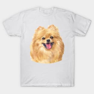 Orange Pomeranian Watercolor Art T-Shirt